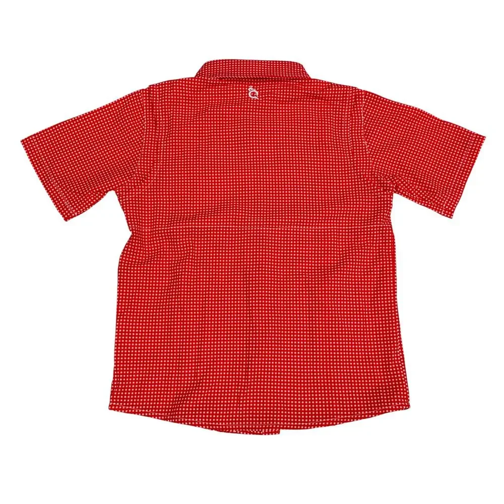 NWT Blue Quail Size 8 Red Check Guayabera